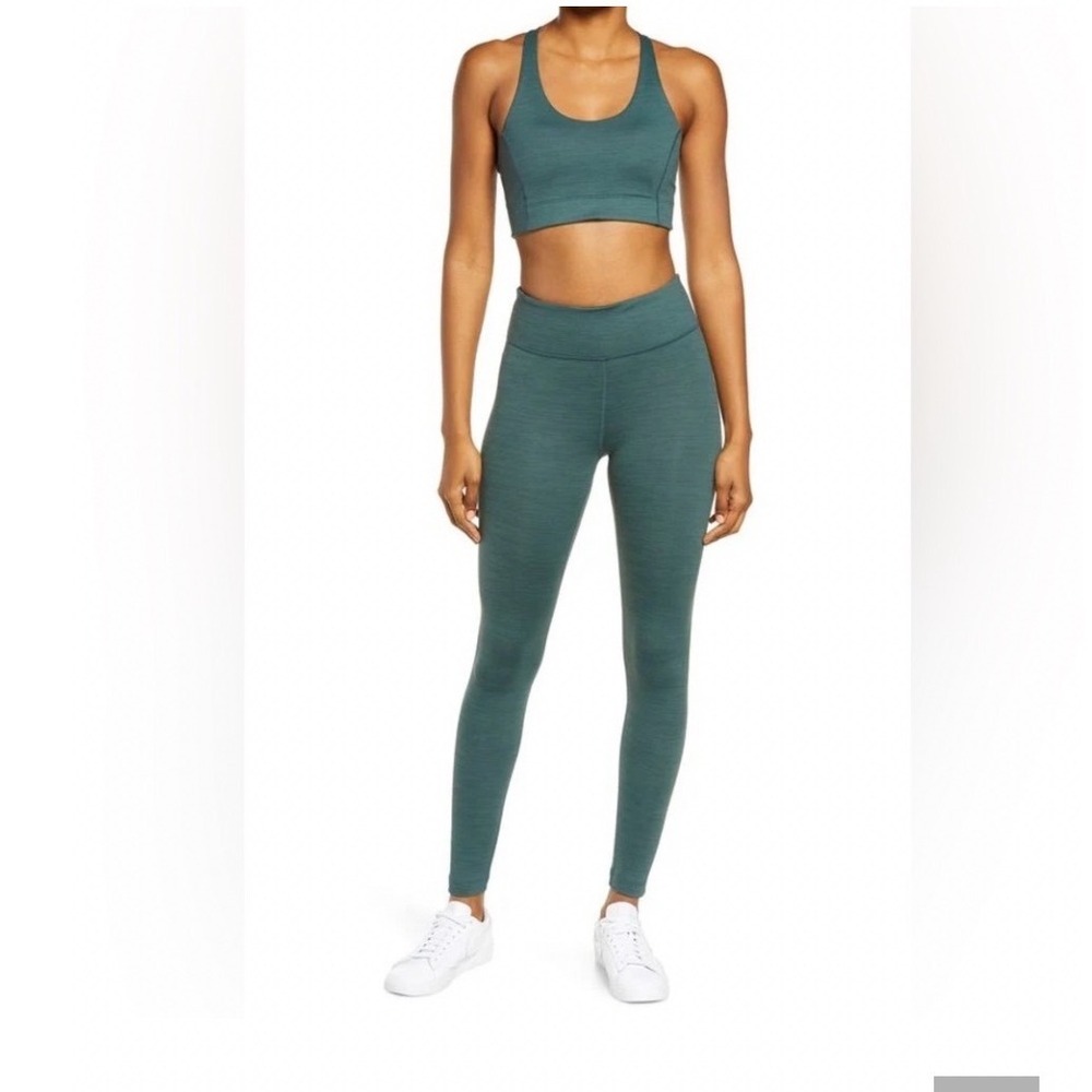 Outdoor Voices TechSweat Leggings Green Heather Stretch Pull On Medium